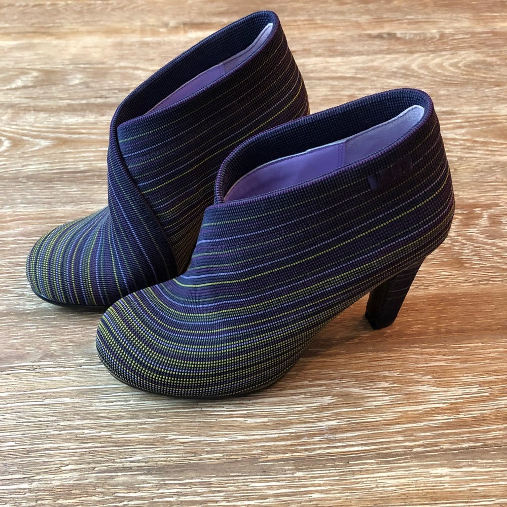 United Nude Purple and Yellow Striped Ankle Booties